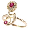 Typical strong design Art Nouveau ruby and diamond ring